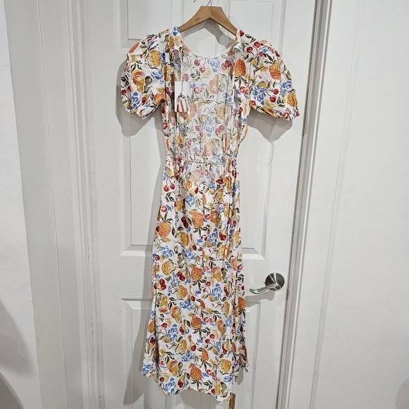 Reformation Anneliese Linen Fruit Cocktail Open-Back Dress - Picture 3 of 6